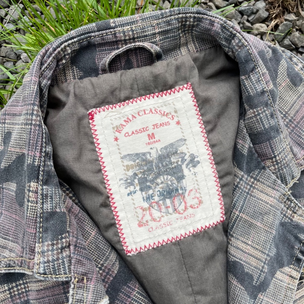 Y2K Camo Plaid Utility Cargo Light Green Jacket - Picture 4 of 6